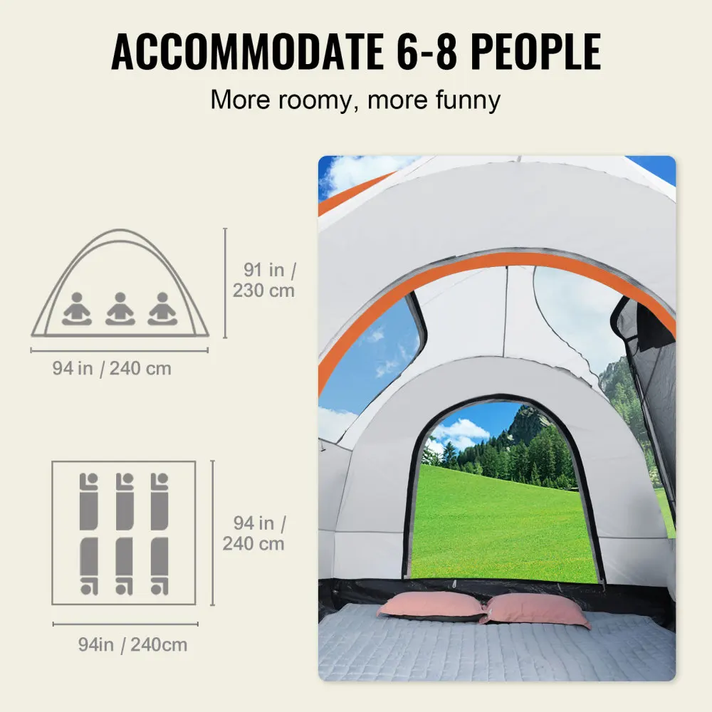8-foot SUV Camping Tent, Quick and Easy To Set Up, with A Rainproof Layer and Storage Bag, PU2000mm Double-layer Truck Tent, Spacious Enough To Accommodate 6-8 People, Suitable for The Tailgate of A Van.