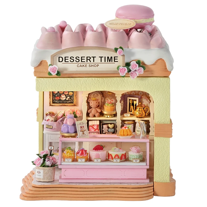 

DIY Miniature Dollhouse Cake Shop 3D Wooden Puzzle Mini House Kit Handmade Mini Bakery Model Perfect Birthday Gift for Girls Kid