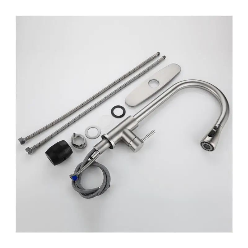 

Brushed Nickel Tap Kitchen Faucet Single Hole Pull Out Spout Kitchen Sink Mixer Tap Stream Sprayer Head Chrome/Black Mixer