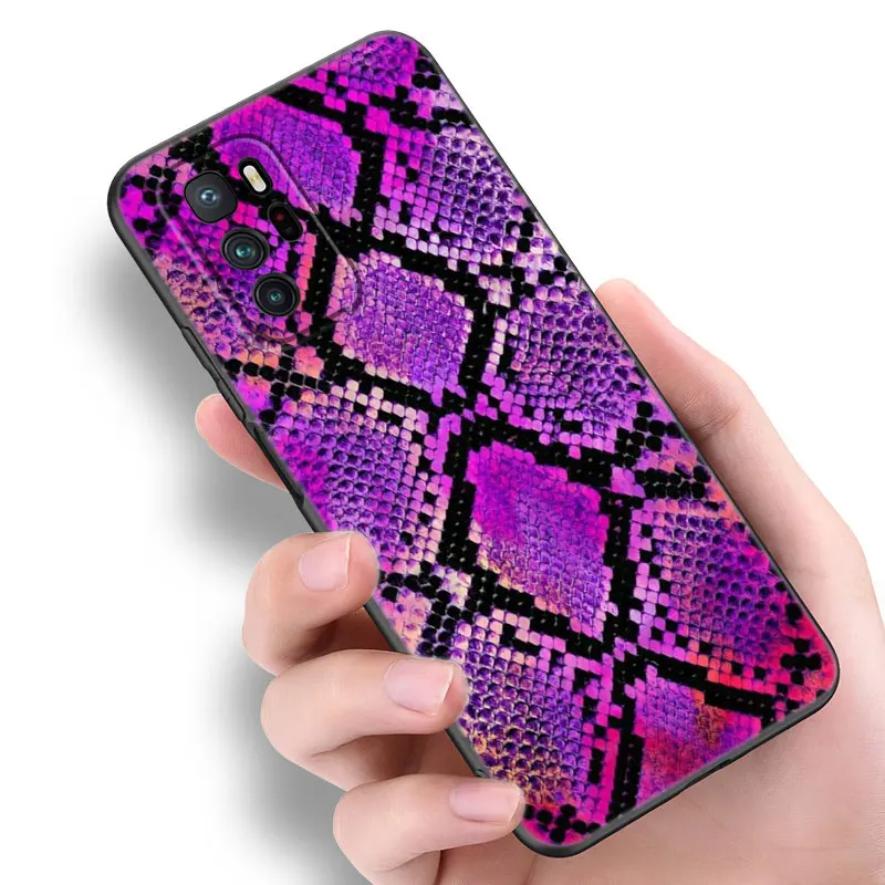 Sexy Python Snake Skin Black Silicone Phone Case For Xiaomi Redmi Note 9 10 11 11S 11T 12 13 Pro 5G Plus 9S 10S 12S