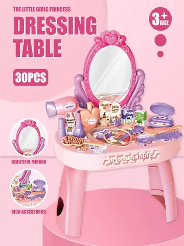 30pcs Kids dressing table toy girl simulation home makeup and makeup jewelry box 3-4 5-6 years old baby birthday gift