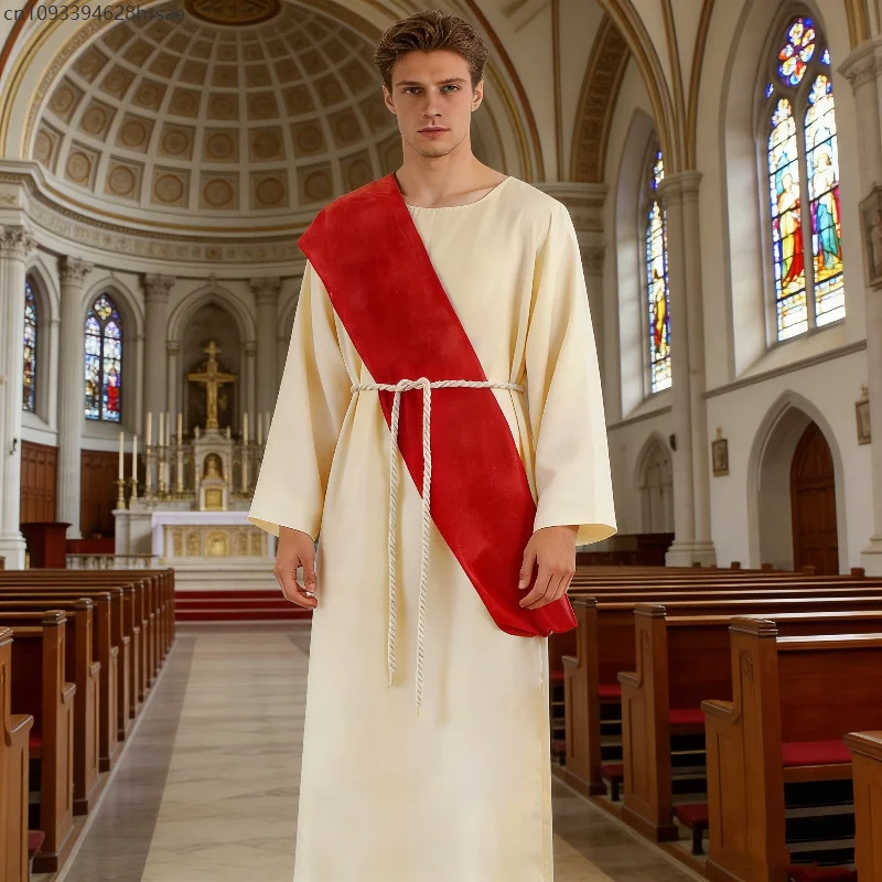 Medieval Cosplay Ancient Roman Adult Men Greek King Outfits Religion Priest Role-playing Stage Performance Costumes