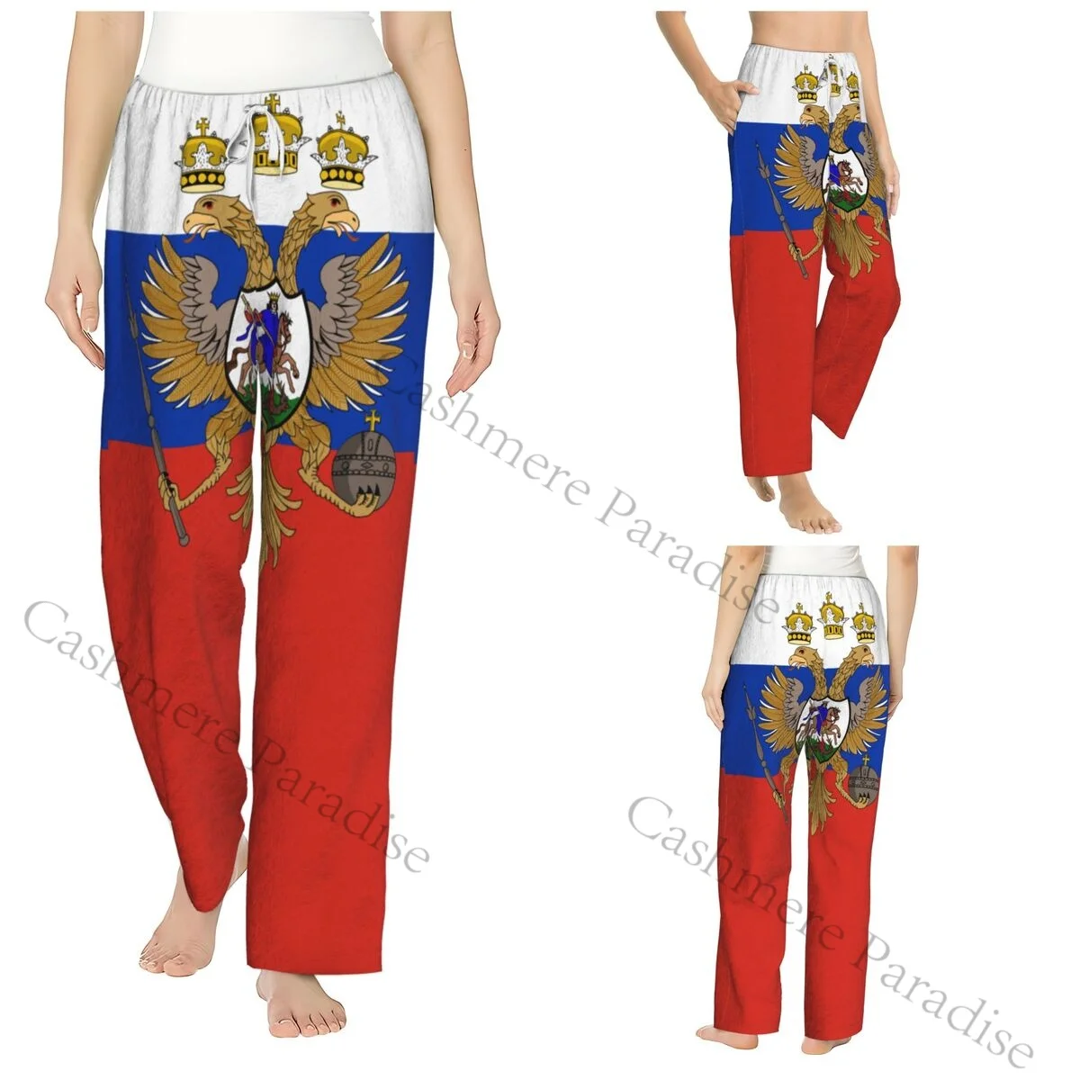 

Russian Flag Flannel Pajama Pants for Women Soft Warm Sleep Pants with Elastic Waistband