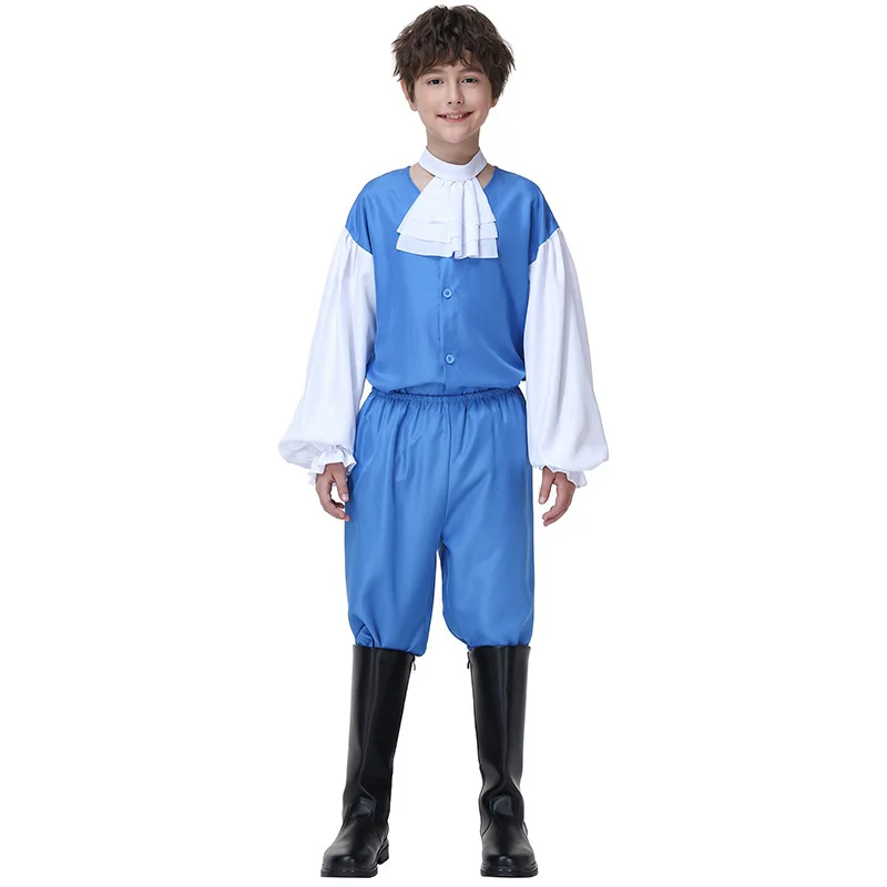 

Детский костюм принца в сине-белом стиле для косплея, для выступлений и вечеринок на Хэллоуин