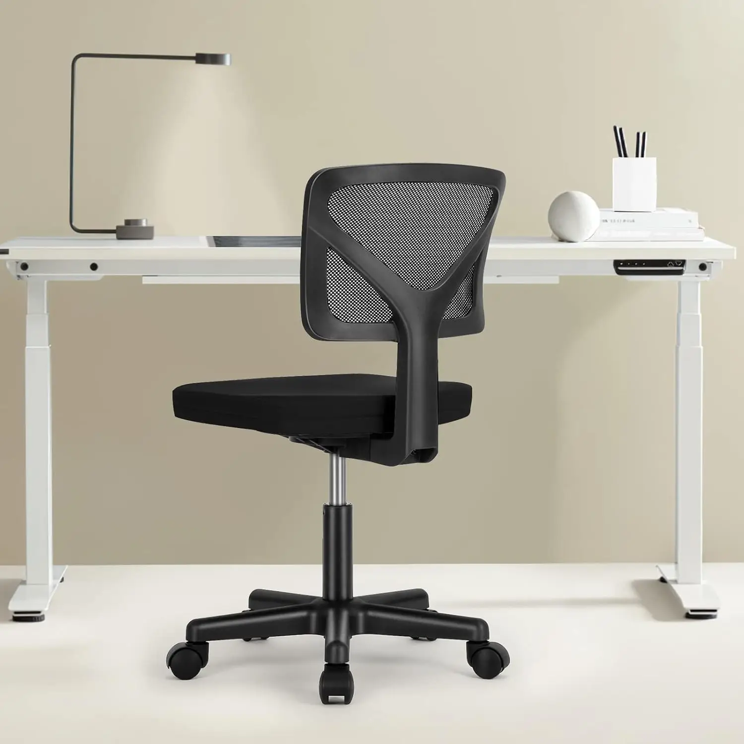 

Ergonomic Mesh Office Chair, Armless Low-Back Swivel Desk Chair with Wheels, Black