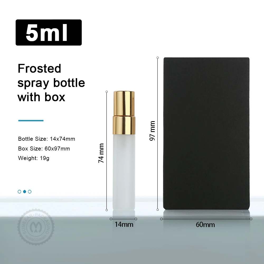 100Pcs 5ml Frosted Glass+Aluminum Nozzle Fine Mist Perfume Sprays, Compact, Portable, Eco-friendly, Reusable with Boxes