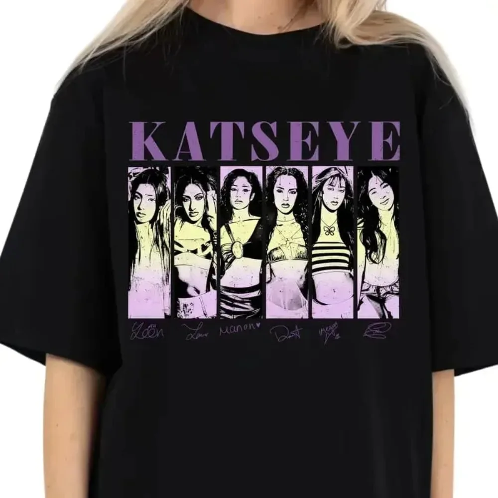 KATSEYE Kpop Girl Group Vintage 90er Bootleg T-Shirt mit 6-Mitglieder-Grafikdruck, Unisex, Casual Fashion, Harajuku, Kawaii, Y2K Kleidung – Detail 8