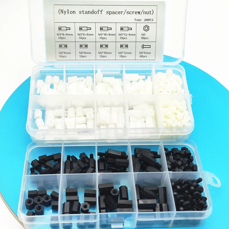M2 M2.5 M3 M4 Nylon Standoff Spacer Kits Standoffs Column for PCB Motherboard Fixed Plastic Spacing Screws Hex Nut Mix Boxes