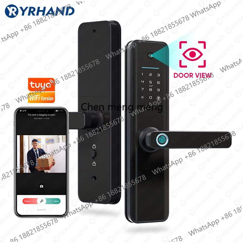 Tuya wifi​ Smart fechadura peephole waterproof eletronica biometria Digital Electronic fingerprint Tuya Smart Door lock