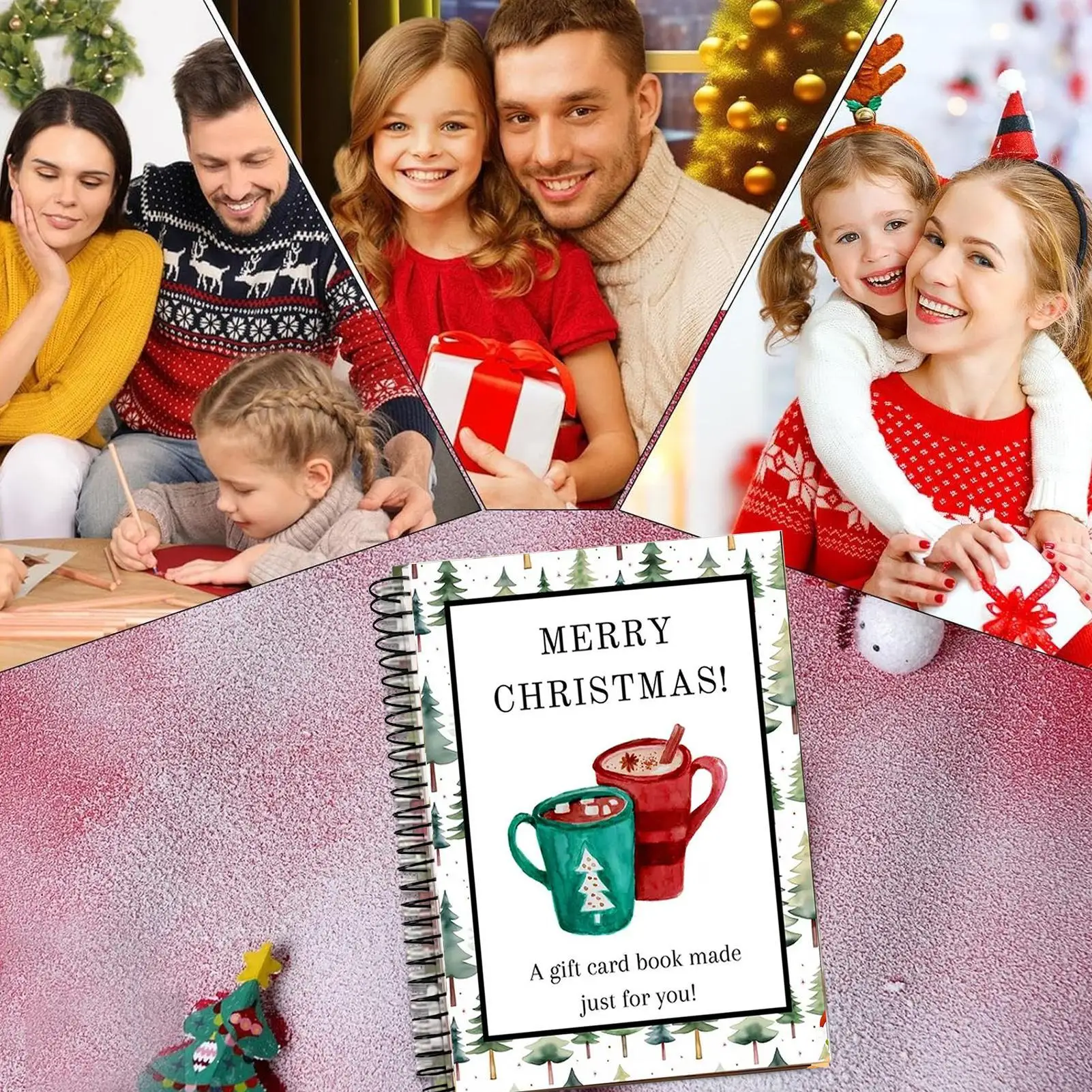 Weihnachtskarten-Buchhalter-Organizer Festliches Aufbewahrungsalbum für Weihnachtsgeschenke, Feiern, Schule, Zuhause, Familien-Andenken, Sammelalbum – Detail 7