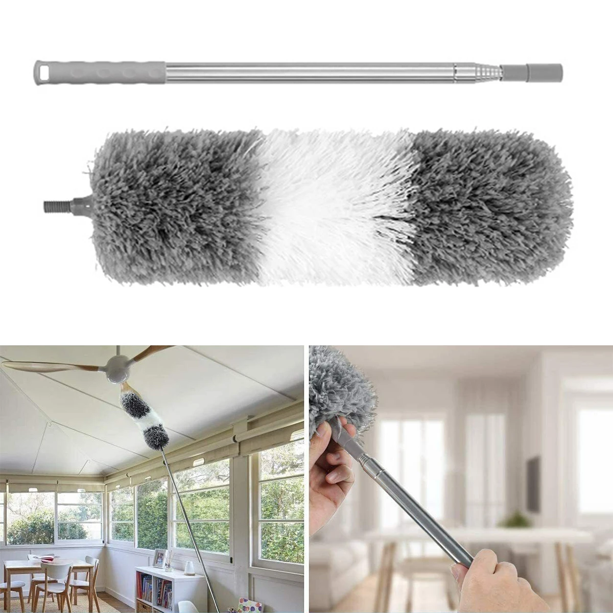 2024 Scalable Duster Brsuh Spider Web Dusting Chenille Ceiling Stair Dust Corner Remover Household Cleaning Home Telescopic Tool