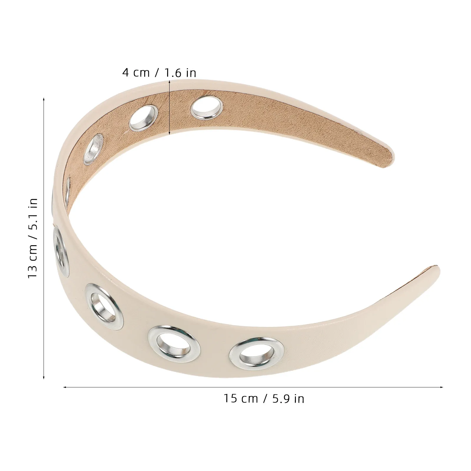 PU Punk Rock Wide Headband Non Slip Padded Hairband Women Cutout Circle Trendy Retro Headband for Work Daily Wear