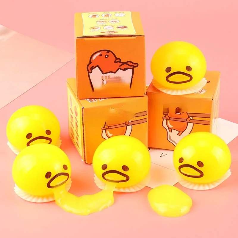 1pcs Sticky Funny Toy Disgusting Egg Yolk Brother Vomiting Egg Yolk Army Lazy Egg Custard Vomiting Ball Decompression Funny Toy