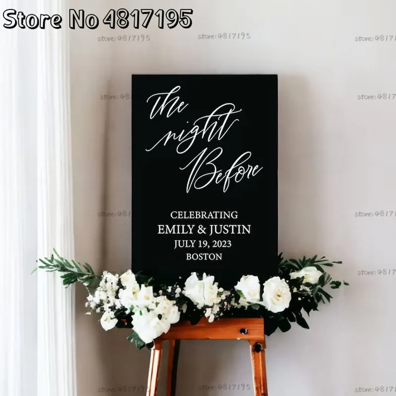 Personalized Party Vinyl Stickers The Night Before Wedding Rehearsal Dinner Welcome Sign Decals Custom Names Date Welcome Sign