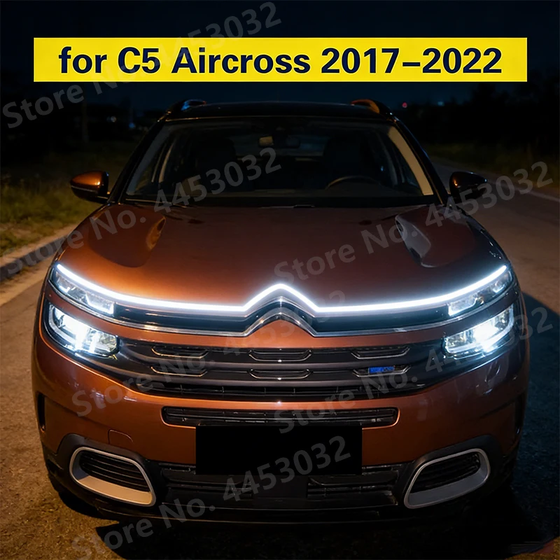New DRL Car Hood Light For Citroen C5 Aircross 2017-2022 Scan Starting LED Strips Flexible Headlights Welcome Light