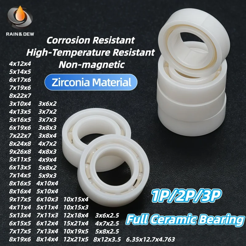1P/2P/3P MR95CE 5X9X3 mm Full Ceramic Bearing ABEC-9 Full ZrO2 Ceramic Ball Bearing Zirconia Bearing 3x6x2.5mm 4x7x2.5mm 5x8x2mm