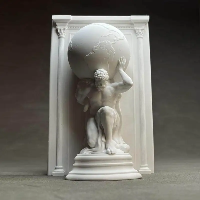 Hercules Holds The Earth Figure Sculpture Plaster Statue Bookshelf Book Decorated with Figure Ornaments By Artistic Desktop