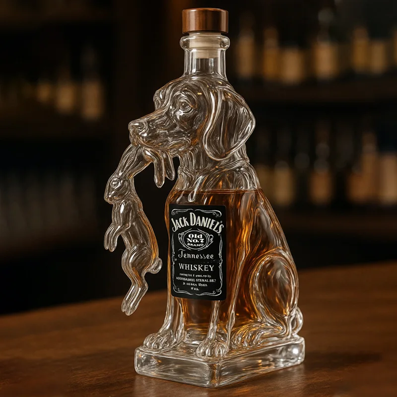 

GouGou Whiskey Bottle Modeling Whisky Bottle Transparent Bar Decorative Ornament Borosilicate Glass Sealing Process Bottle