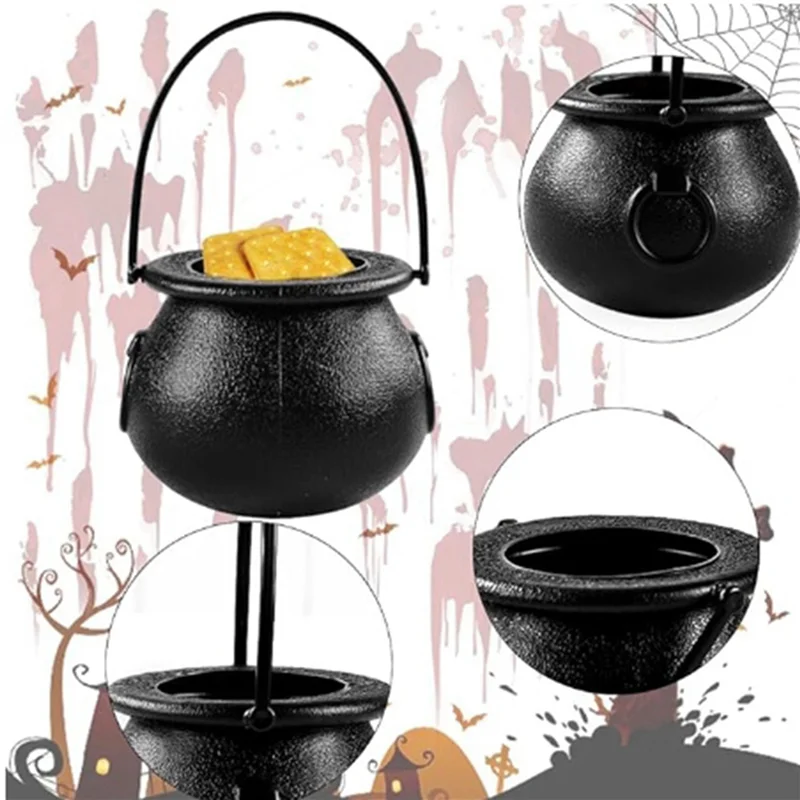 ABWP-24 pezzi Mini calderone nero con manico Halloween Mini calderone da strega Porta caramelle in vaso di Halloween per Halloween