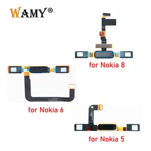Bilashmart WAMY BackShell Home Button Menu Back Key Touch ID Fingerprint Sensor Ribbon Flex Cable Nokia 5 6 8 Replacement Parts