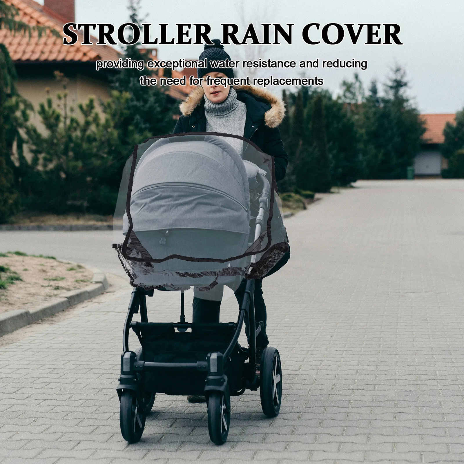 Baby Stroller Rain Protector Eva Waterproof Clear Universal Pram Rain Cover Travel System Infant Carrier Rainproof Stroller
