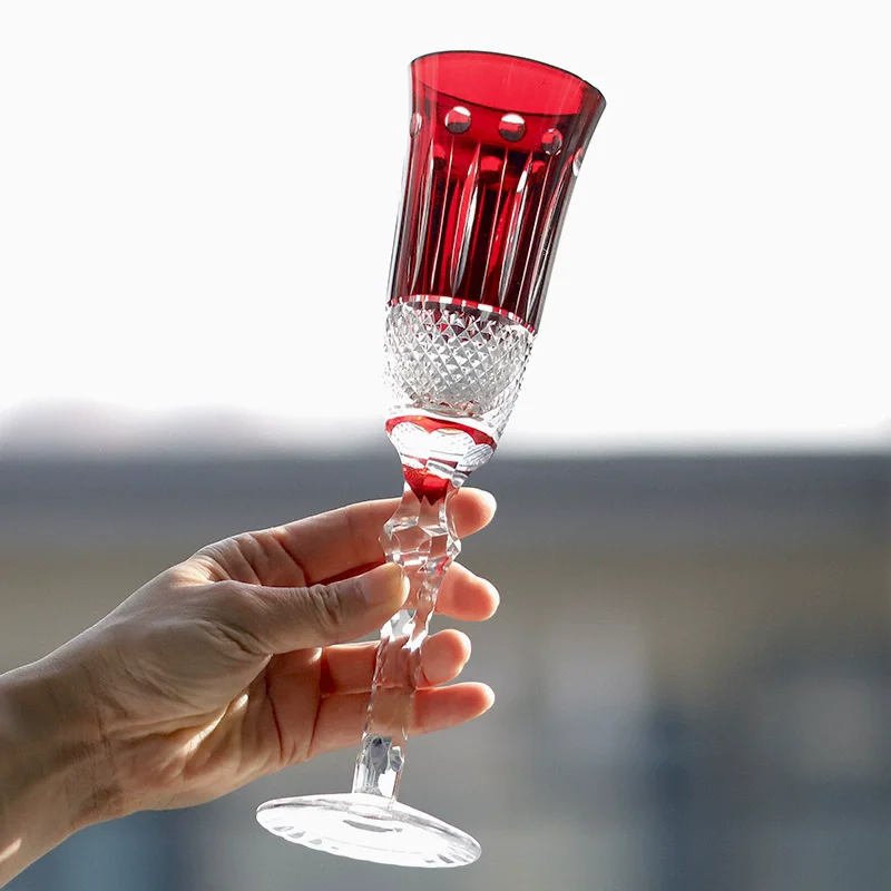 140ml Crystal Flute Champagne Glasses Multicolor Wine Glass Cup Handmade Hand Carved Edo Kiriko Wedding Gift With Gift Box