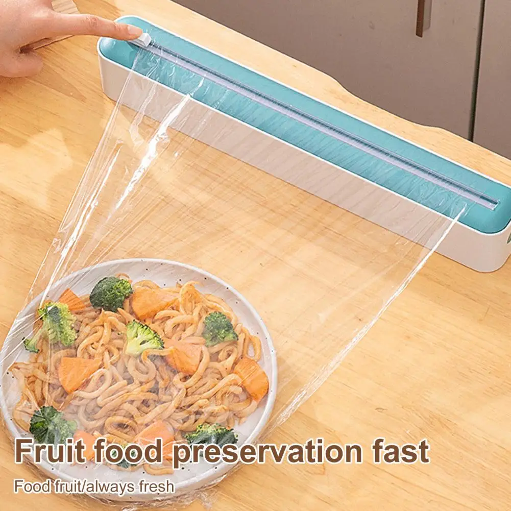 Clingfilm Dispenser with Slider Cutter 2-in-1 Plastic Wrap Tin Foil Holder for Kitchen Home Clingfilm Cutter And Dispenser
