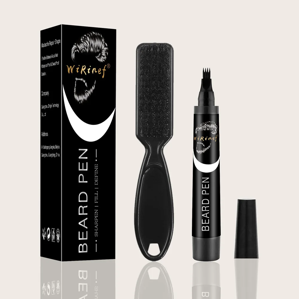 Beard Pen Filler Set Barber Styling Pencil Beard Enhancer Brush Waterproof Black Hair Pencil Cosmetic Styling Repair Tools