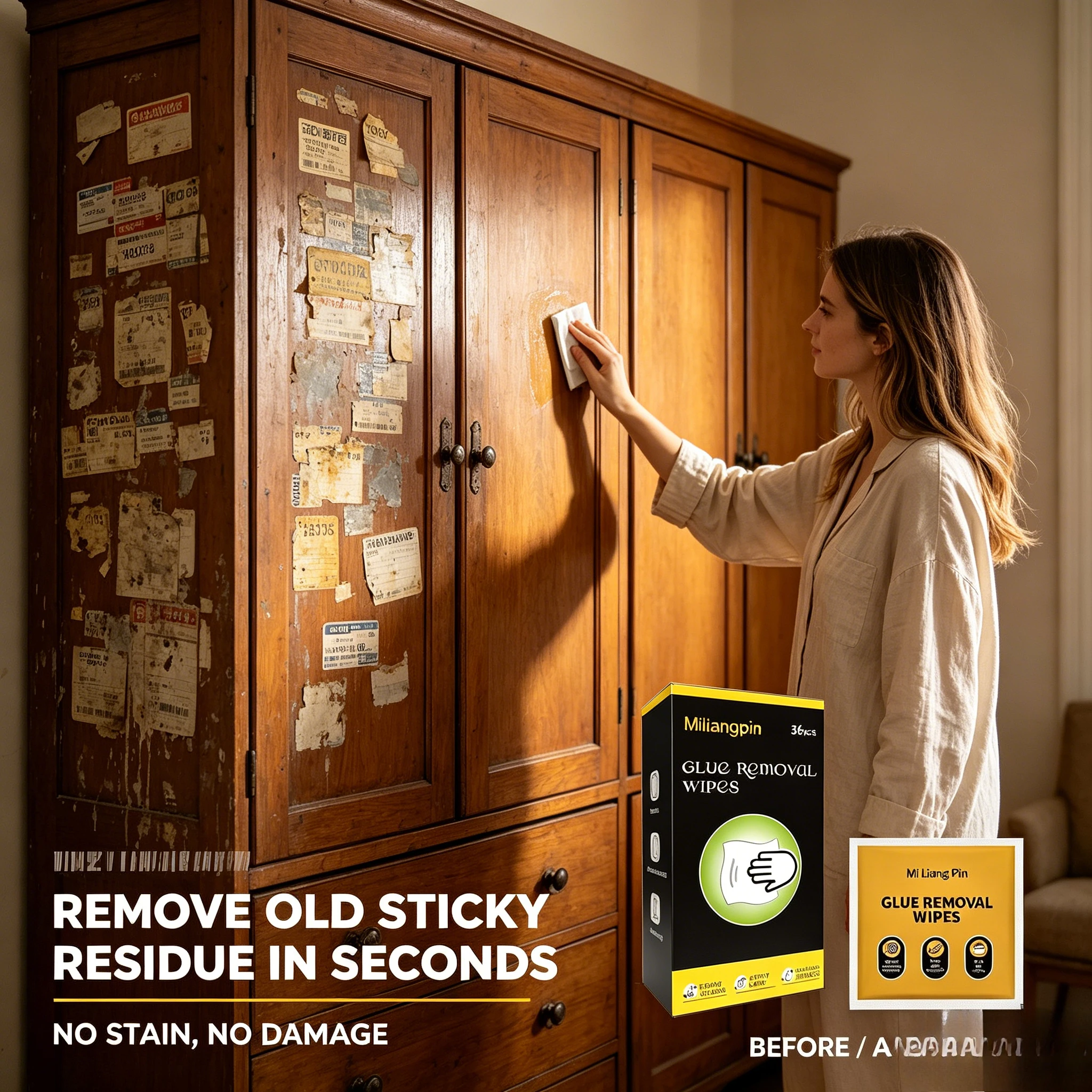 Disposable Adhesive Remover Wipes; Label and Sticker Remover Wipes; for Cleaning Labels and Residual Adhesive Marks.