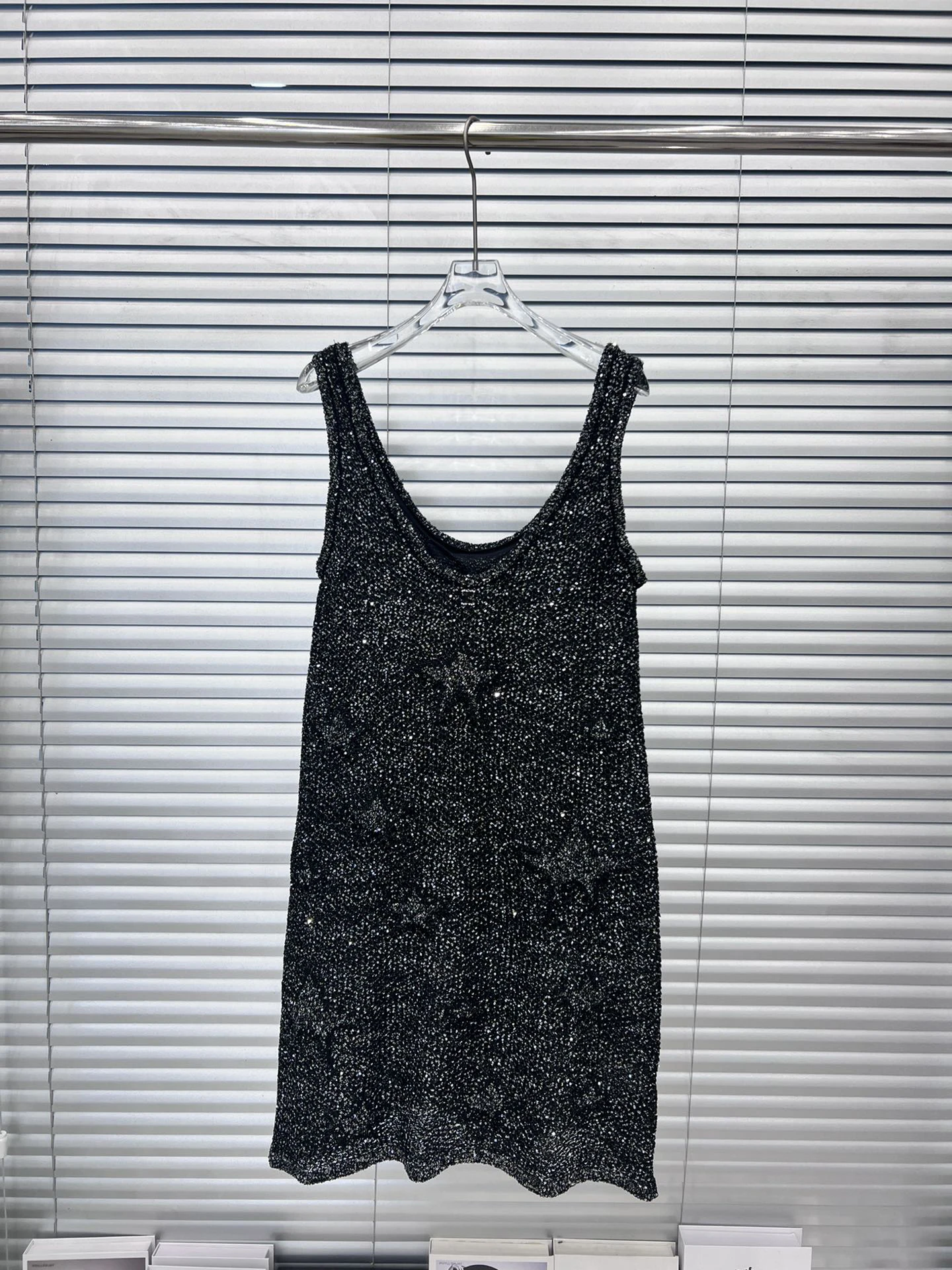 Sleeveless Tank Top Pullover, Slim Fit Casual Dress, Small Fragrance, Sparkling Bead Piece, Summer, High Quality, G010, 2024