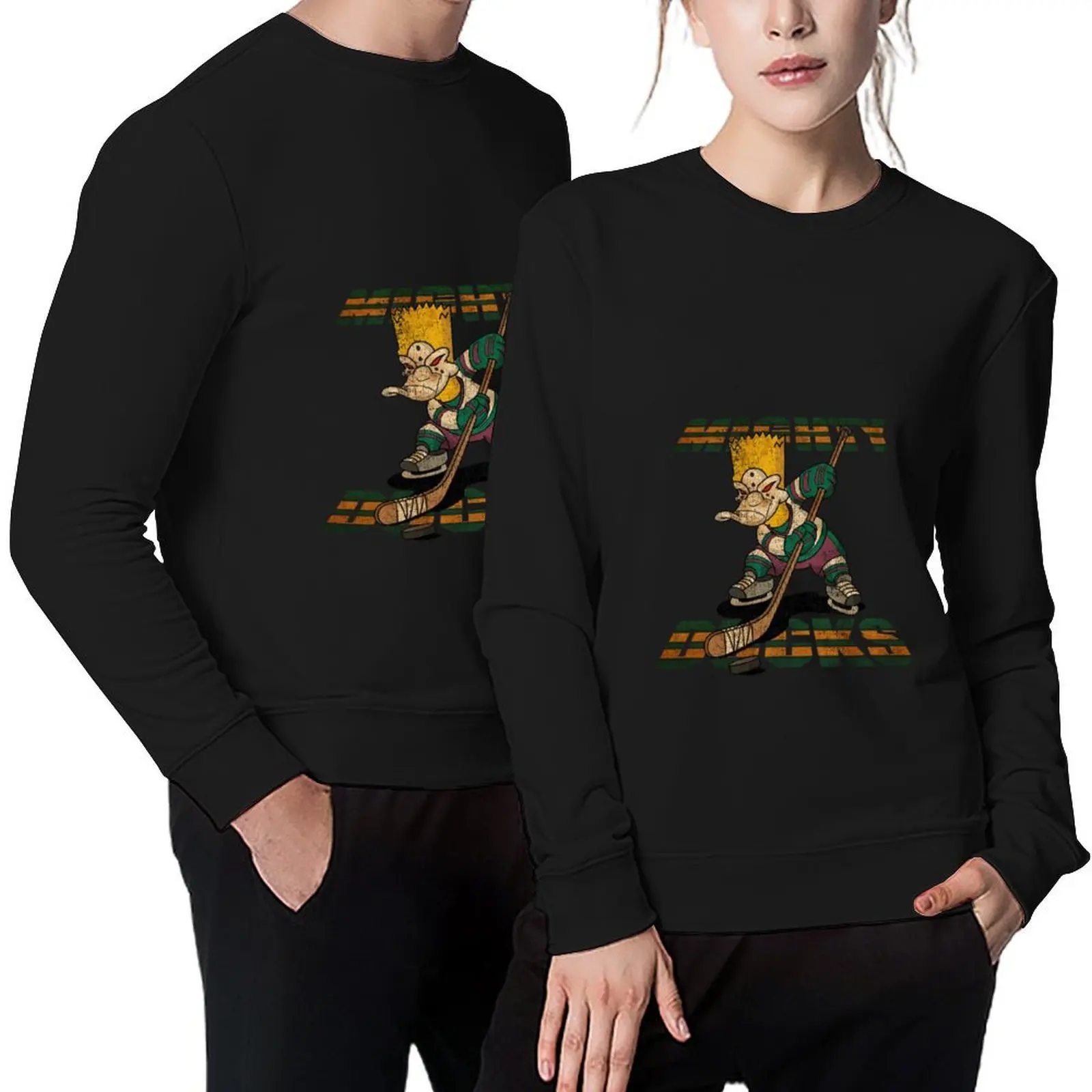 RETRO MIGHTY DUC Pullover men's sweat-shirt set korean clothes autumn clothes men wear sweatshirt male