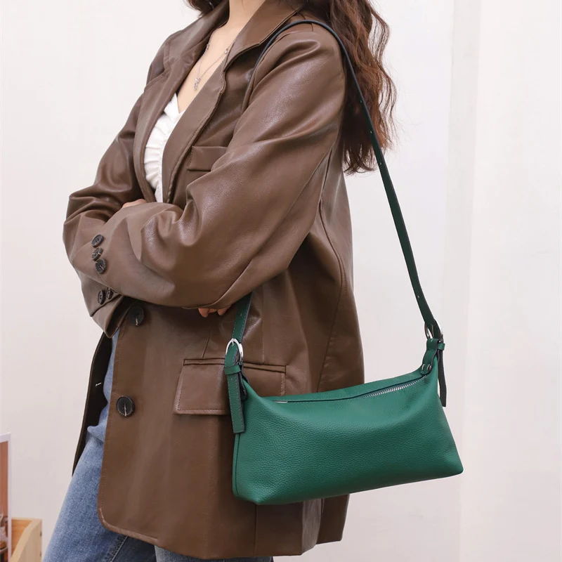 2023 Fashion Trend Women Genuine Real Leather Underarm Bag Female Small Shoulder Bag Lady Messenger Tote Handbag Spring Summer