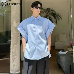 LUZHEN-camisas de manga corta con diseño de nicho para hombre, ropa coreana elegante y Original, blusas casuales, Tops, LZ4028
