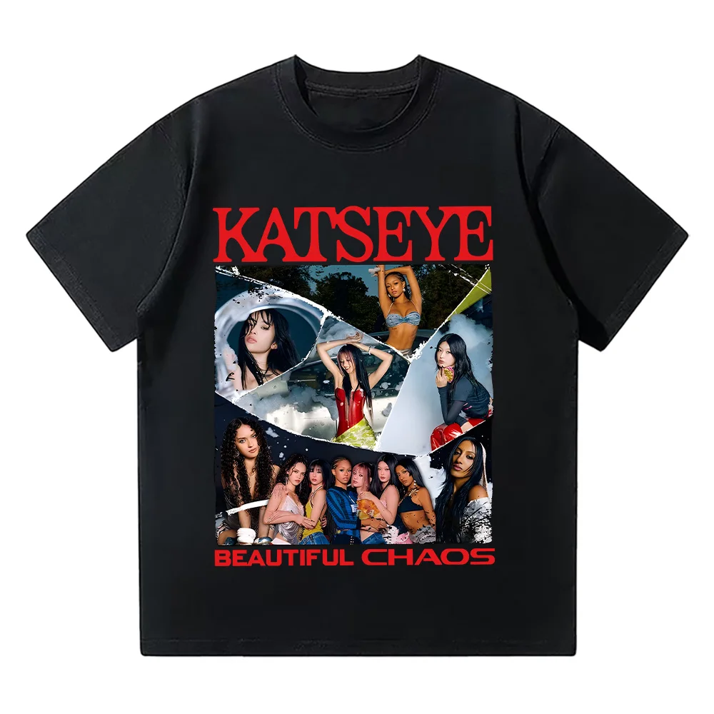 

KATSEYE The Beautiful Chaos T Shirt Fashion Summer Hot Sale Graphic Clothing Unisex Hip Hop Streetwear Y2K Tees T-shirts