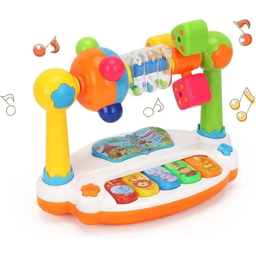 Brinquedos de piano para bebês, teclado de piano musical giratório para crianças com som leve, brinquedos musicais para crianças, brinquedo musical educacional precoce