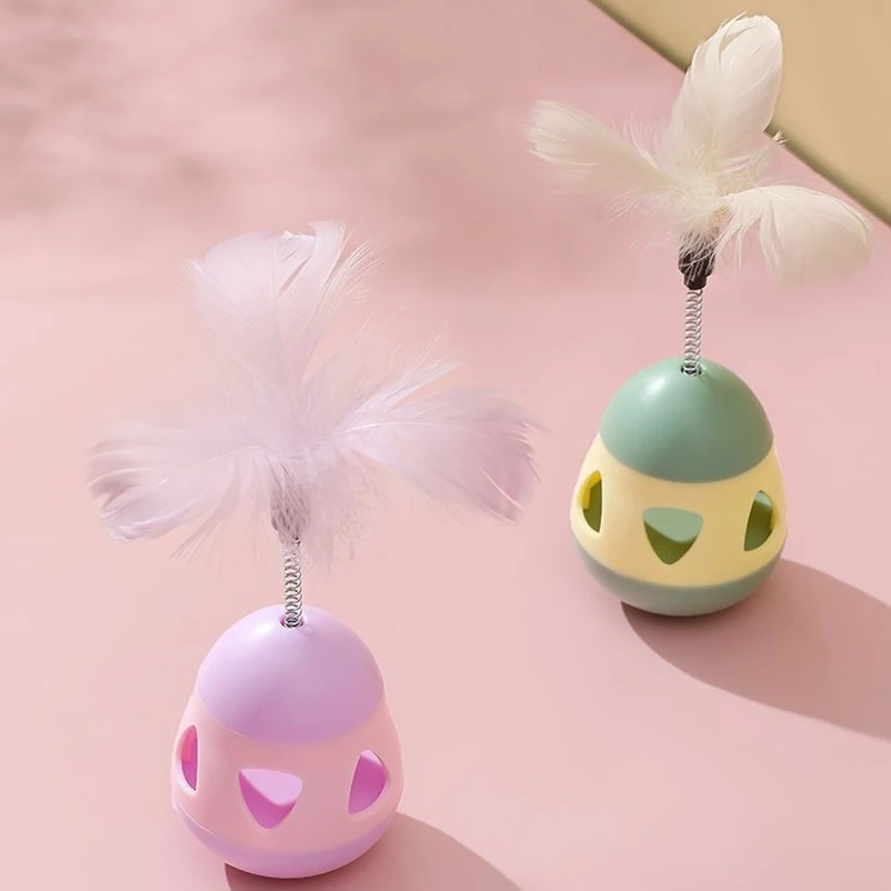 Novo copo de brinquedo para gatos com penas que vazam brinquedos provocam palitos para gatos e gatos são autoeccentes e aliviam o tédio.