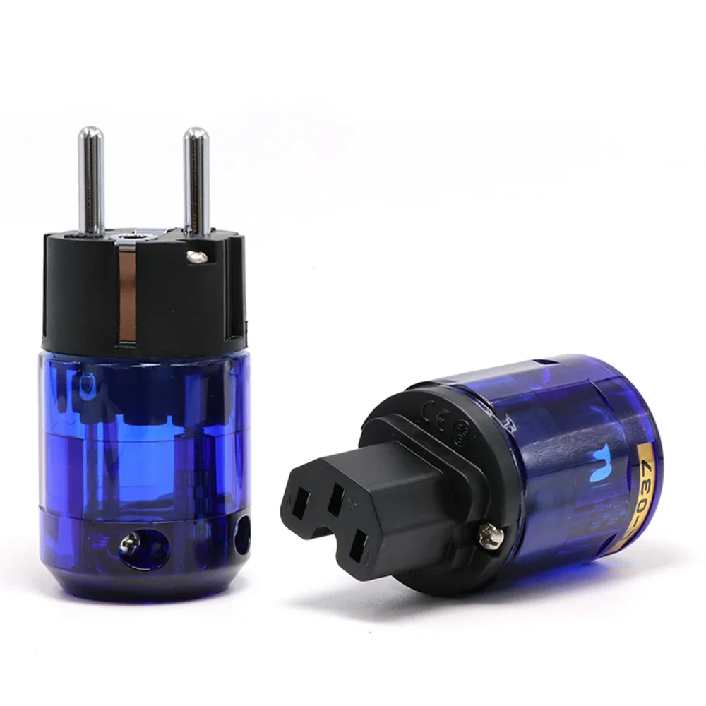 P037ER 1 زوج الروديوم مطلي P-037E الاتحاد الأوروبي Schuko قابس طاقة C-037 IEC موصل ل Hifi الصوت لتقوم بها بنفسك Schuko التيار المتناوب سلك الطاقة كابل