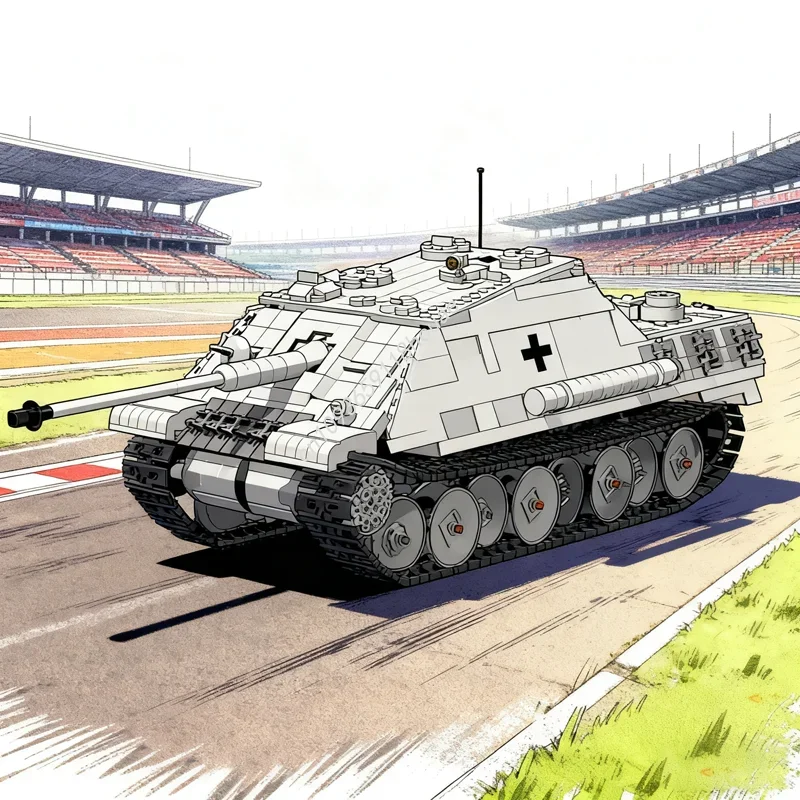 1866 Stück MOC im Maßstab 1 ferngesteuerte Jagdpanther-Modellbausteine Architektur Weihnachtsgeschenk zusammenbauen Spielzeugidee Ziegel Kinder