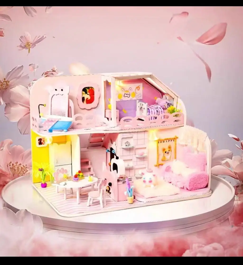 لتقوم بها بنفسك دمية هدية عيد ميلاد منزل صغير لعبة مجسمة الفن منزل الإبداعية التجمع الحرفية للأطفال البالغين 2025