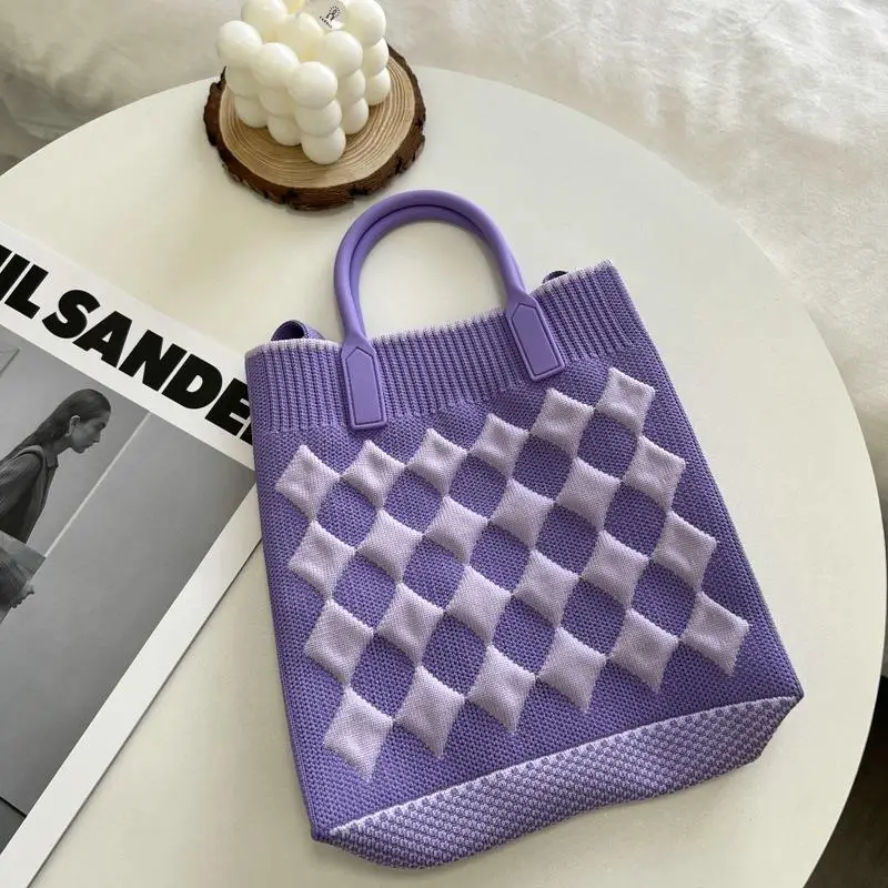 Handmade Mini Pouch Knit Shopping Bags Women Crossbody Japanese Wrist Bag Student Tote Bag Phone Craft Bag Trend 2024 니트미니크로스백