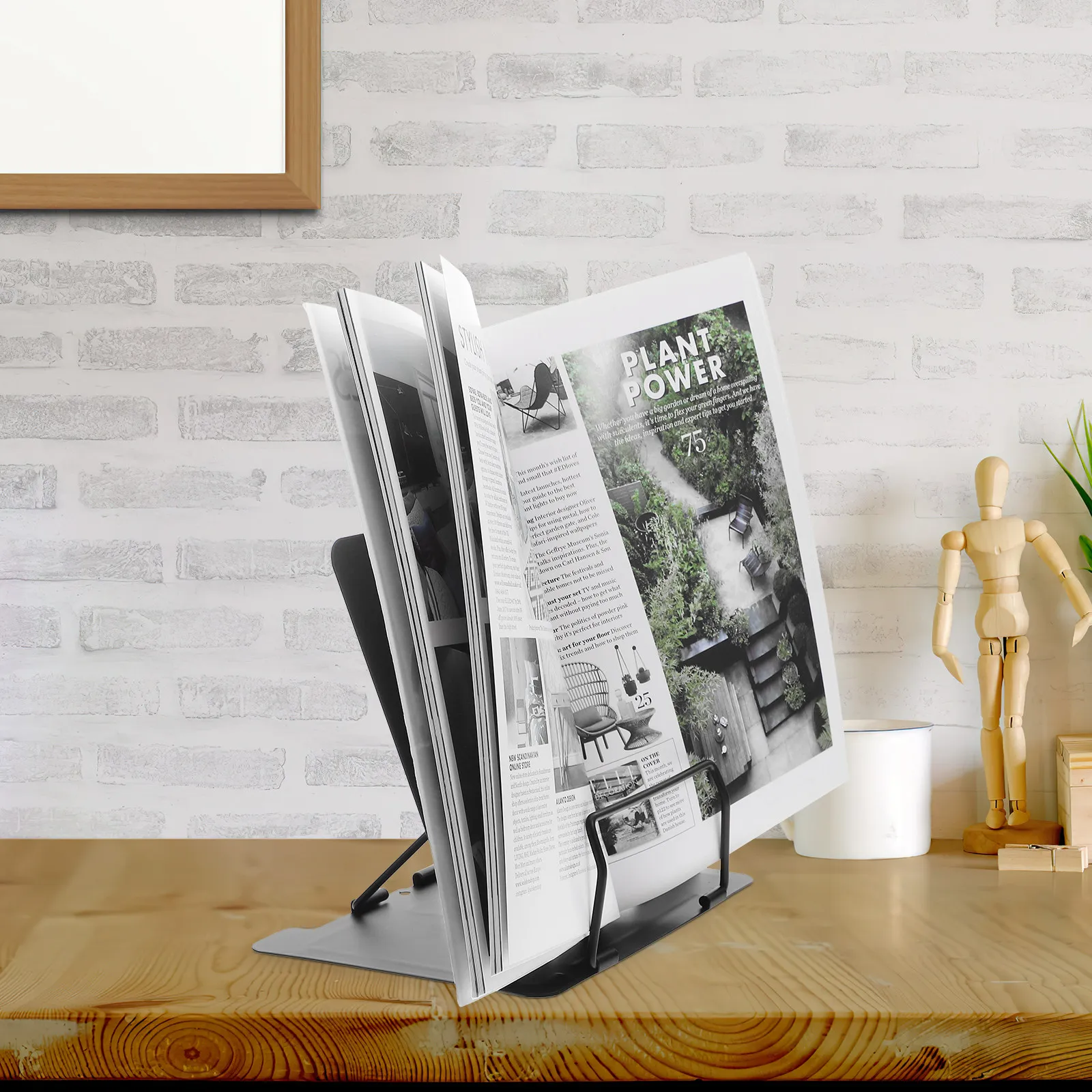 Metal Book Stand Portable Desktop Reading Rack for Books Recipe Cookbooks Documents Learning Study Piano Scores