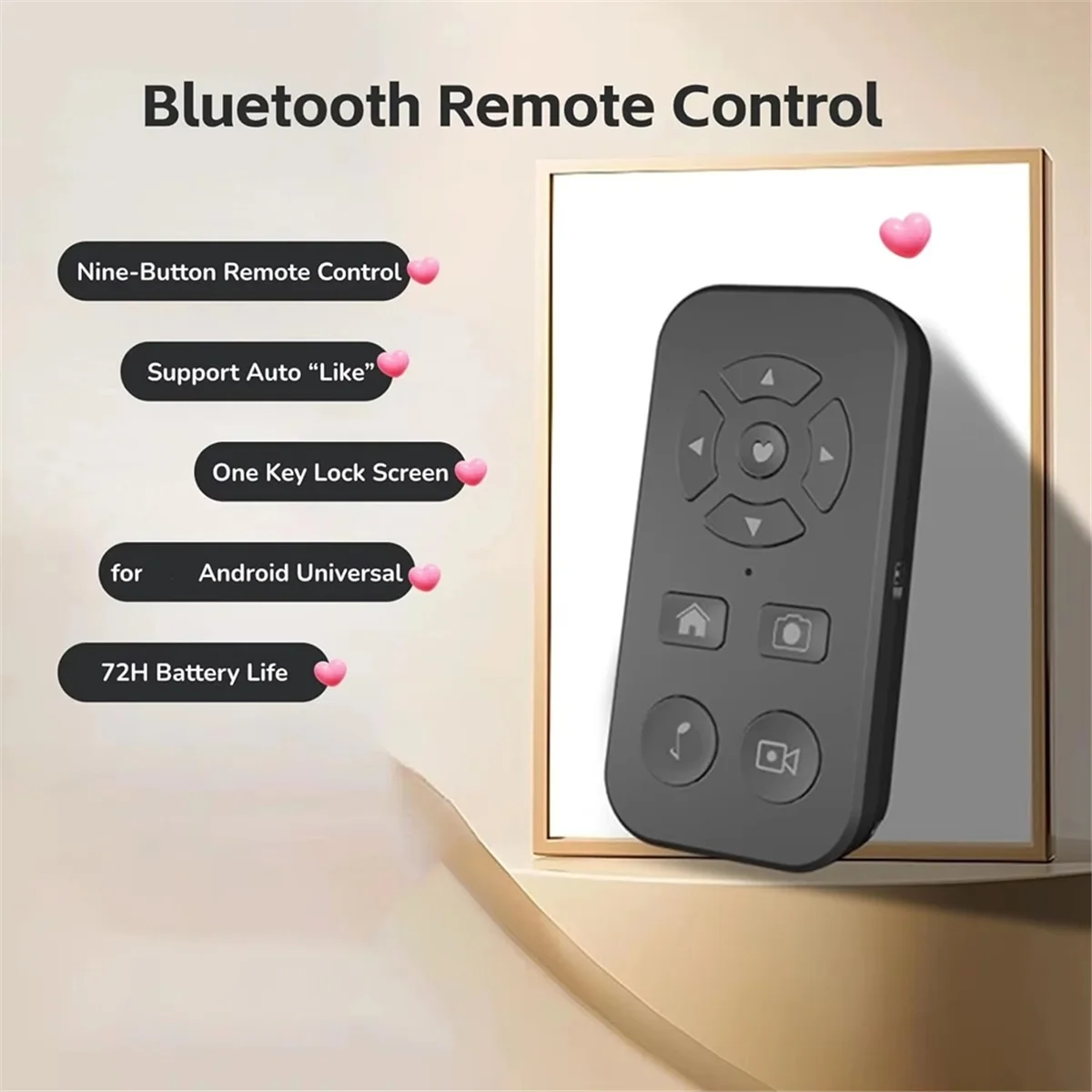 Remote Cerdas Bluetooth Hitam, Remote Control Universal dan Tongkat Selfie -Y18A