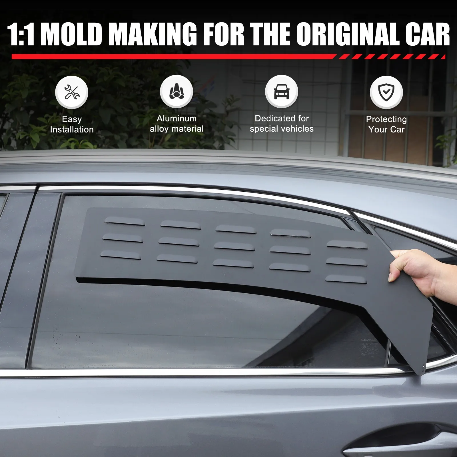 

Aluminum Alloy Car Rear Window Air Ventilation Shutters Plate Trim For Lexus NV 2015-2020 Interior Air Vent Protection Trim