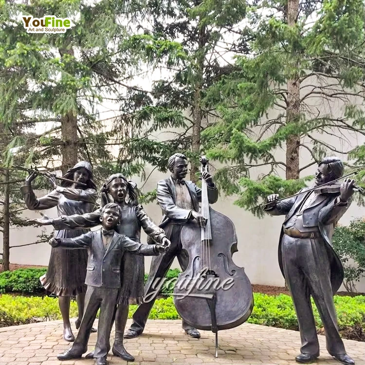 Life Size Outdoor Garden Or Public Sculpture Statue De Bronze Musicien Family Sculpture With Factory Price