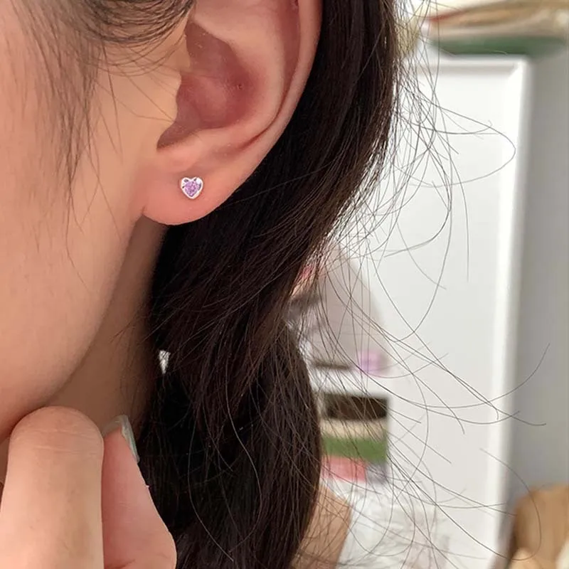 New 925 Sterling Silver Love Earrings Small Simple Style Charm Woman Earrings Birthday Party Gift for Friends Exquisite Jewelry