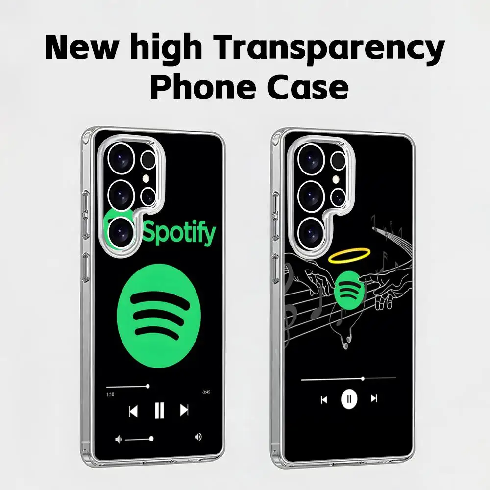 Funda Transparente para Teléfono con Diseño de Figuras Musicales de Spotify Premium para Samsung S25 S24 S23 S22 S21 S20 Plus Ultra