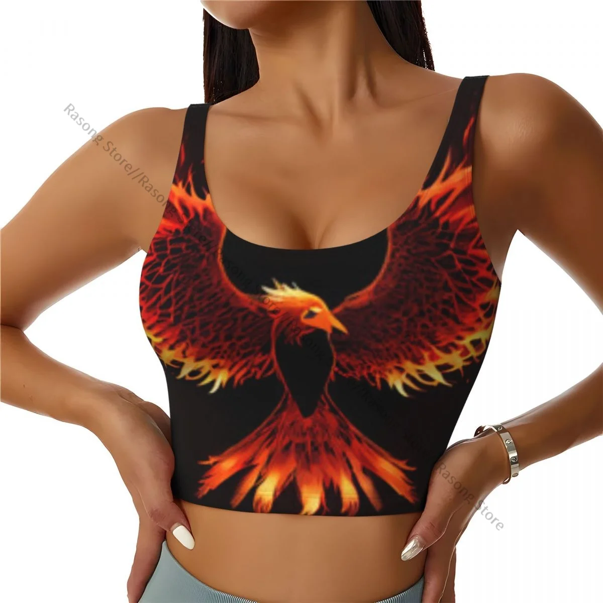 

Women Sexy Sports Vest Phoenix Bird Background Female Streetwear Sport Lingerie Tee Crop Top