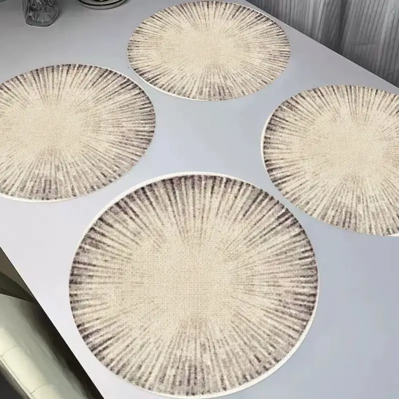VIKAMA Retro Vintage Yellow Rose Flower Round Linen Placemats, Heat Resistant Washable for Kitchen Dining Table