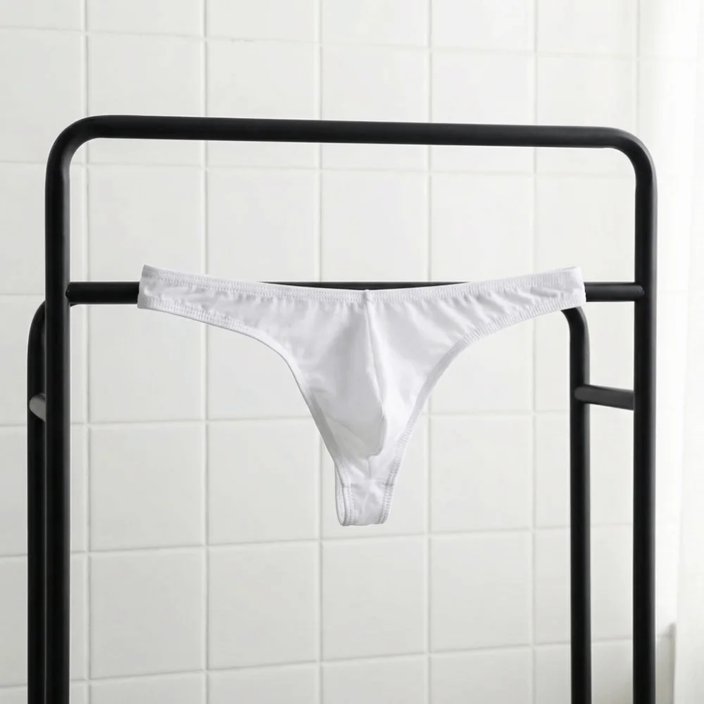 Creative Transparent Ice Silk Thongs Ultra-thin Briefs T Back Panties Large Size Low Waist Mesh Underpants Male