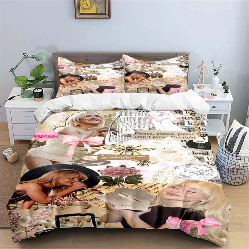 Pop Female Singer S-Sabrina Print Bedding Sets Exquisite Bed Supplies Set Comforter Set Duvet Cover Bed Bedding Set Luxury Gift